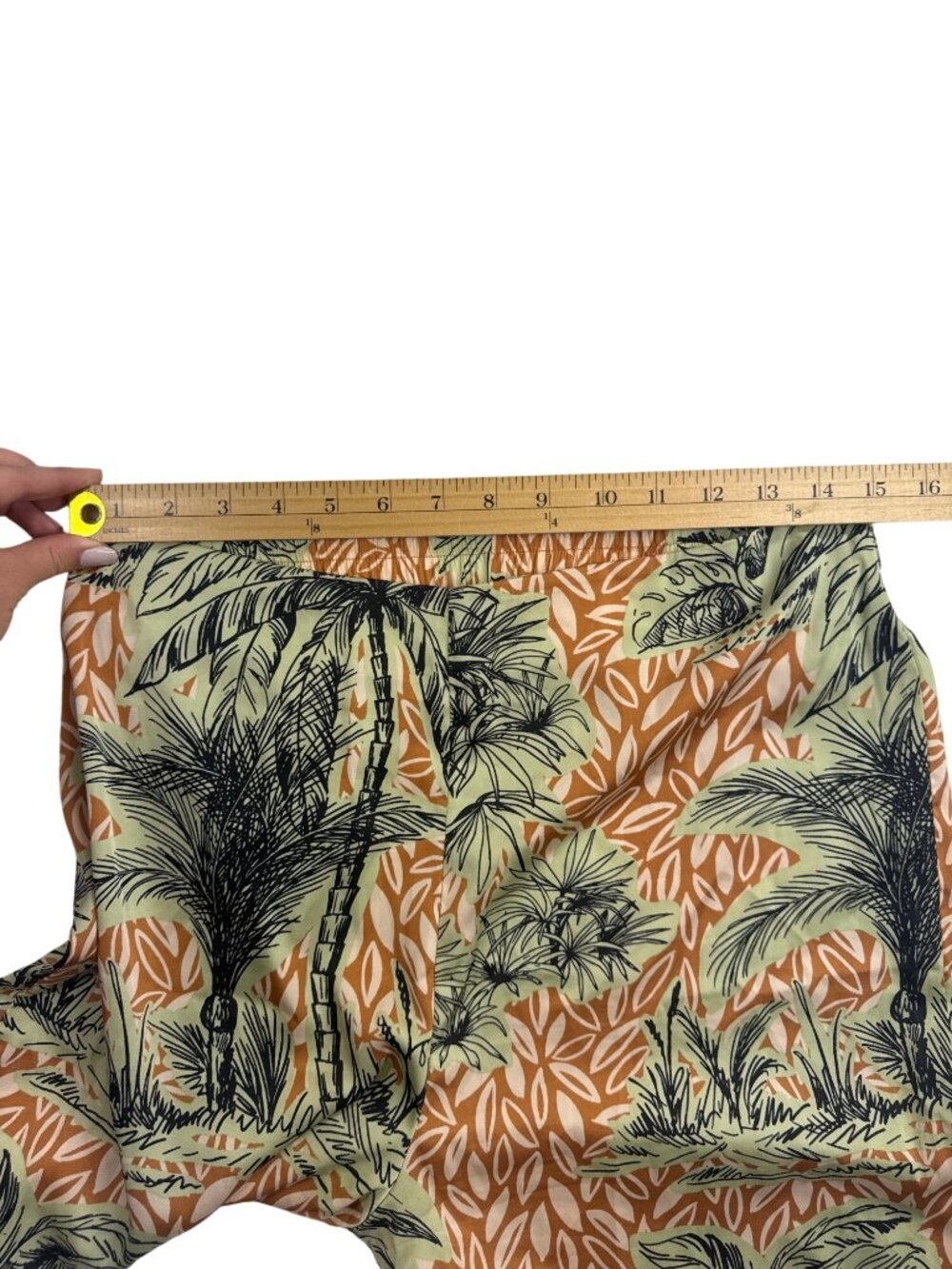 Rachel Zoe Wide Leg Palazzo Pants Women's M Tropical Palm Tree Resortwear - Picture 9 of 10